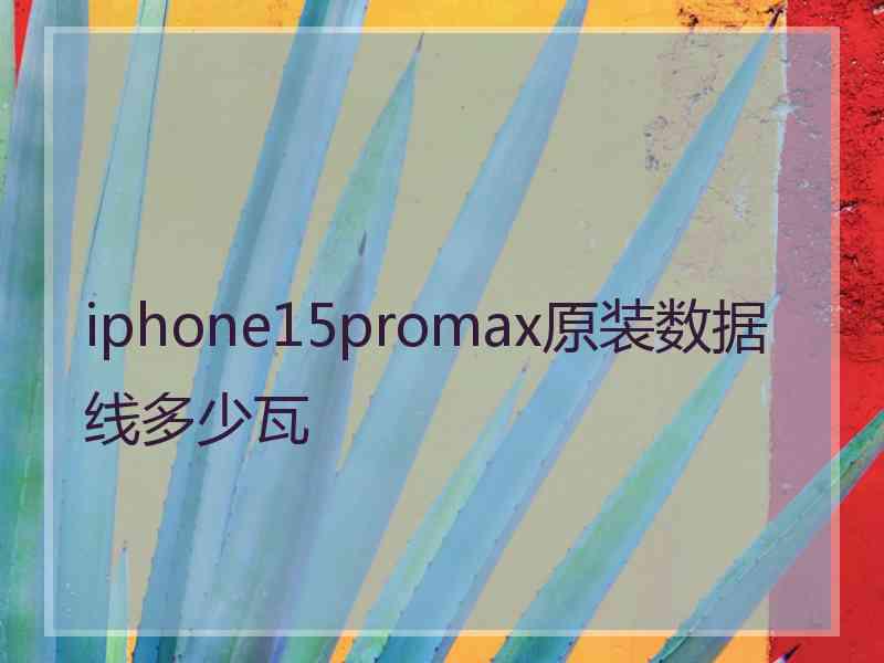 iphone15promax原装数据线多少瓦