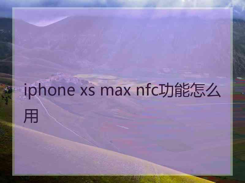 iphone xs max nfc功能怎么用