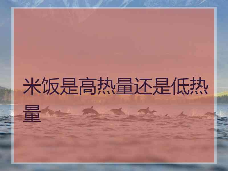 米饭是高热量还是低热量