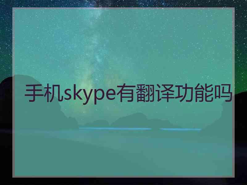 手机skype有翻译功能吗