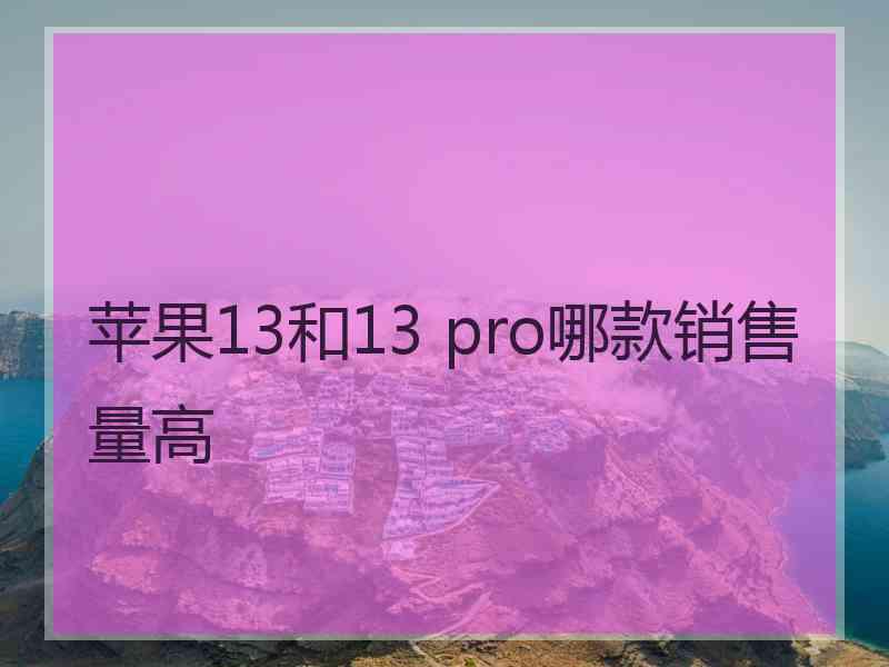 苹果13和13 pro哪款销售量高