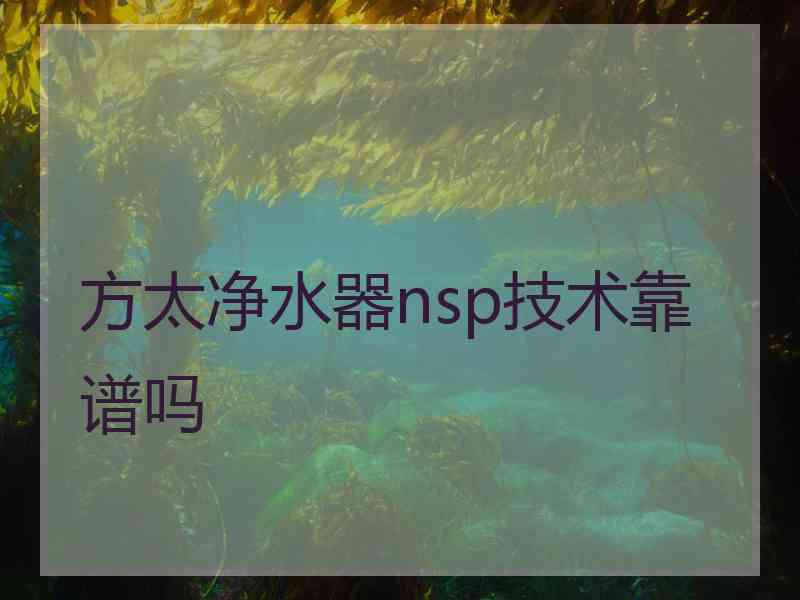 方太净水器nsp技术靠谱吗