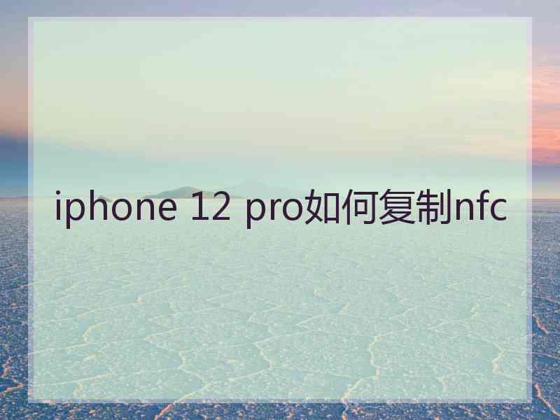 iphone 12 pro如何复制nfc