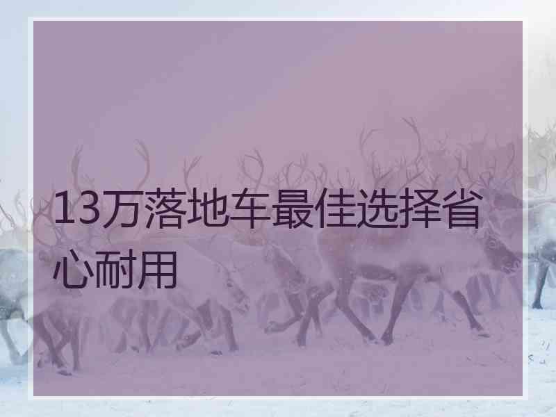 13万落地车最佳选择省心耐用