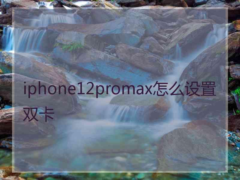 iphone12promax怎么设置双卡