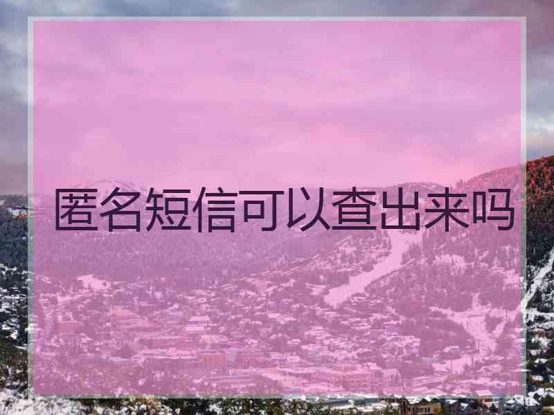 匿名短信可以查出来吗