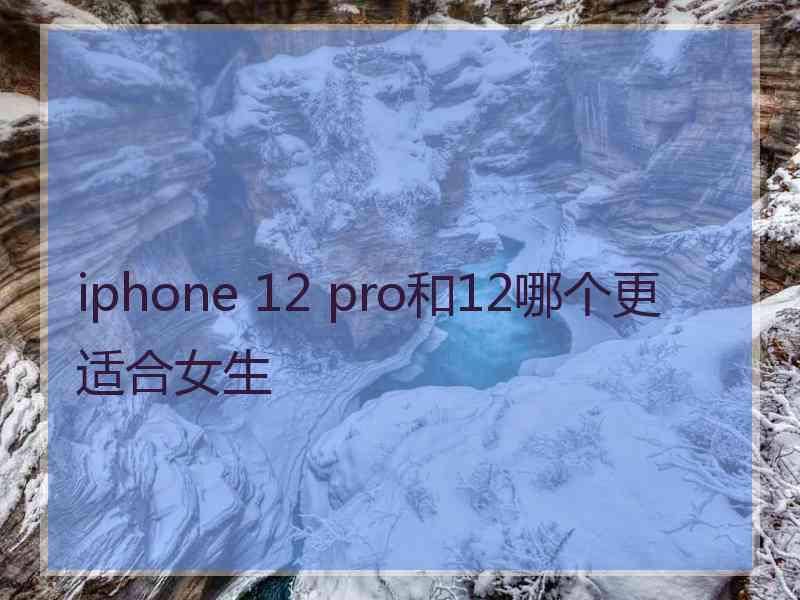 iphone 12 pro和12哪个更适合女生