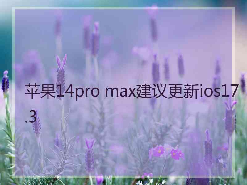 苹果14pro max建议更新ios17.3