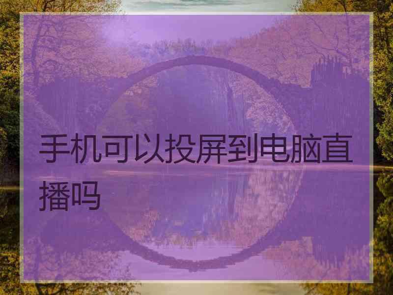 手机可以投屏到电脑直播吗