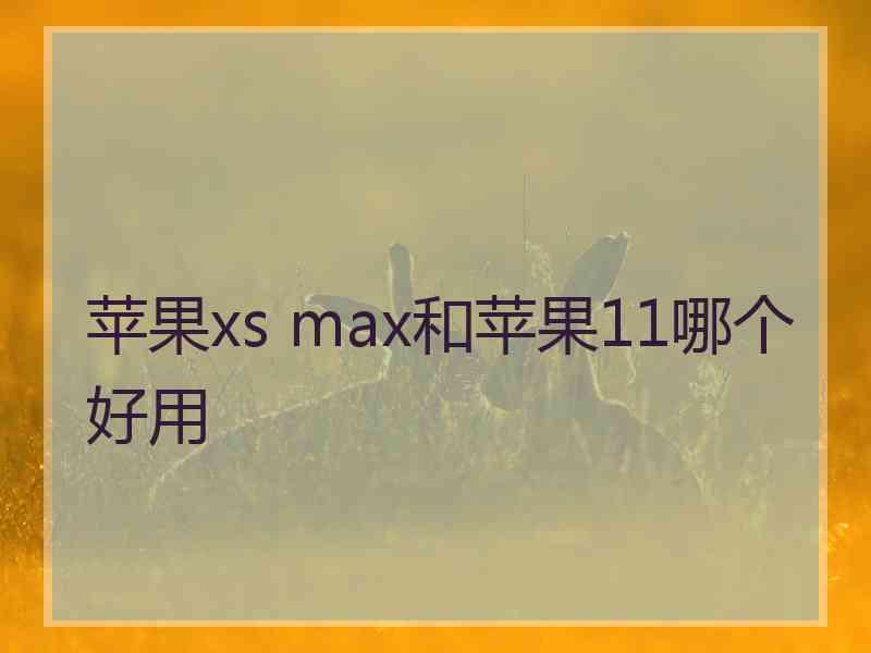 苹果xs max和苹果11哪个好用