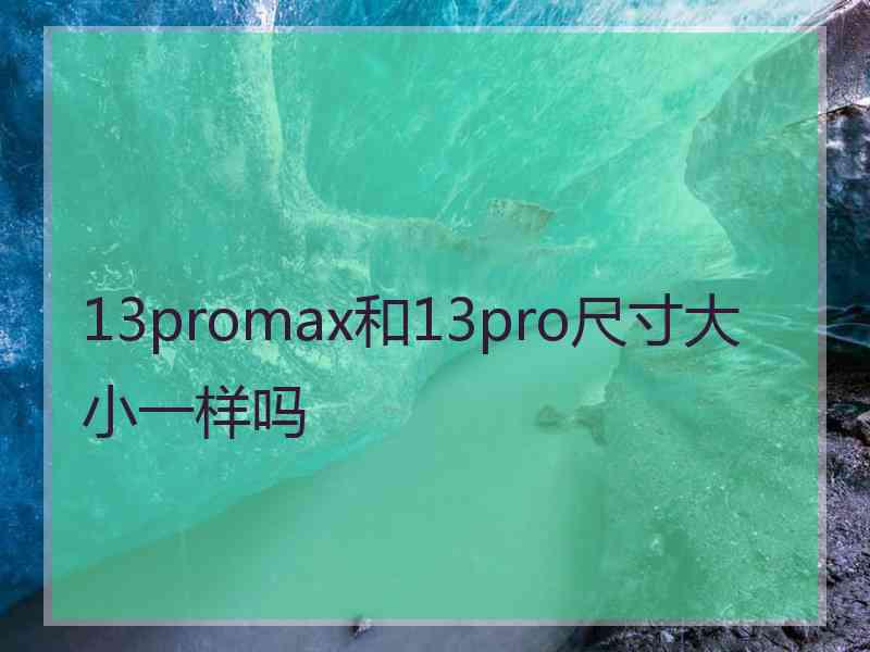 13promax和13pro尺寸大小一样吗