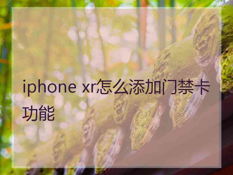 iphone xr怎么添加门禁卡功能