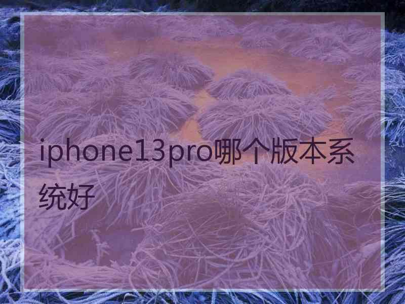 iphone13pro哪个版本系统好