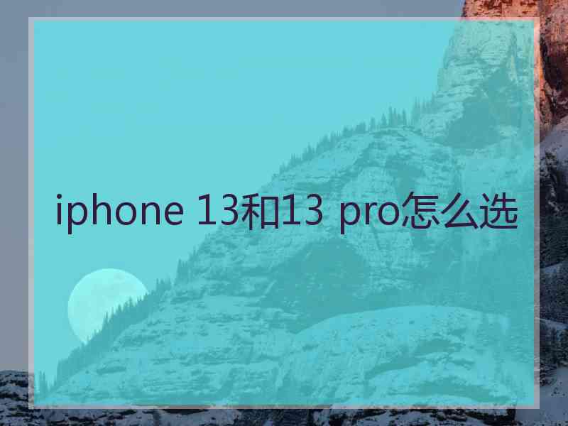 iphone 13和13 pro怎么选