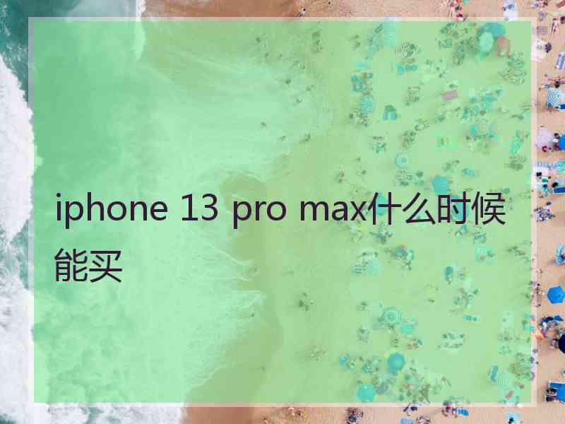 iphone 13 pro max什么时候能买