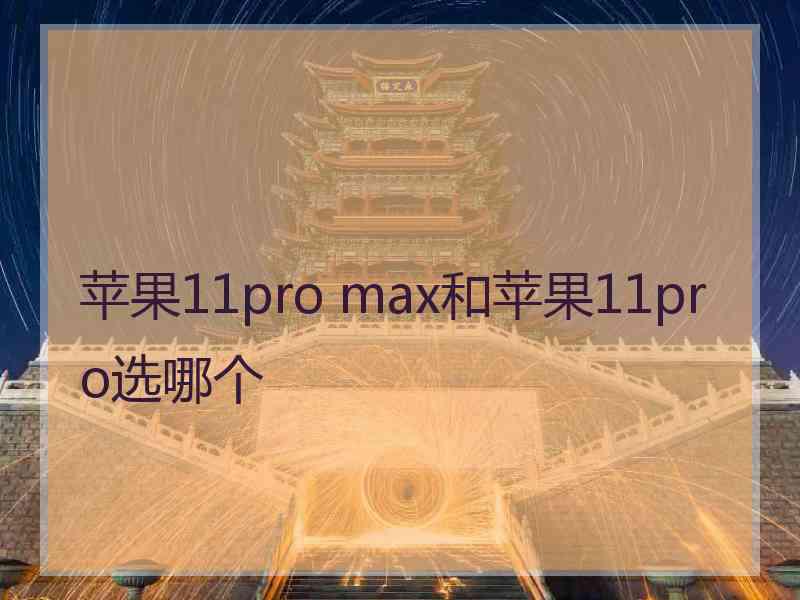 苹果11pro max和苹果11pro选哪个