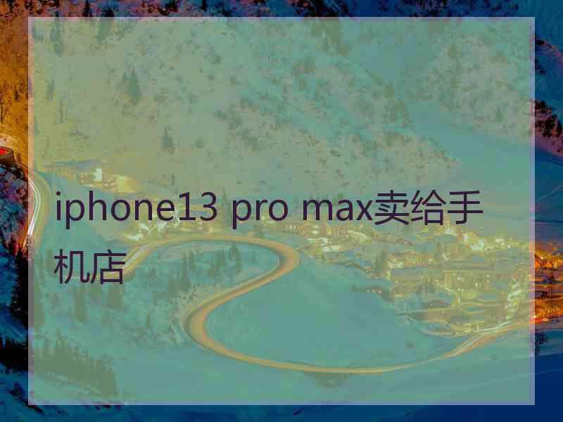 iphone13 pro max卖给手机店