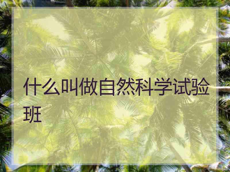 什么叫做自然科学试验班