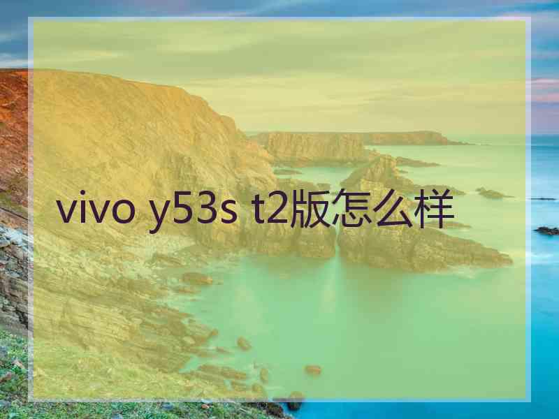 vivo y53s t2版怎么样