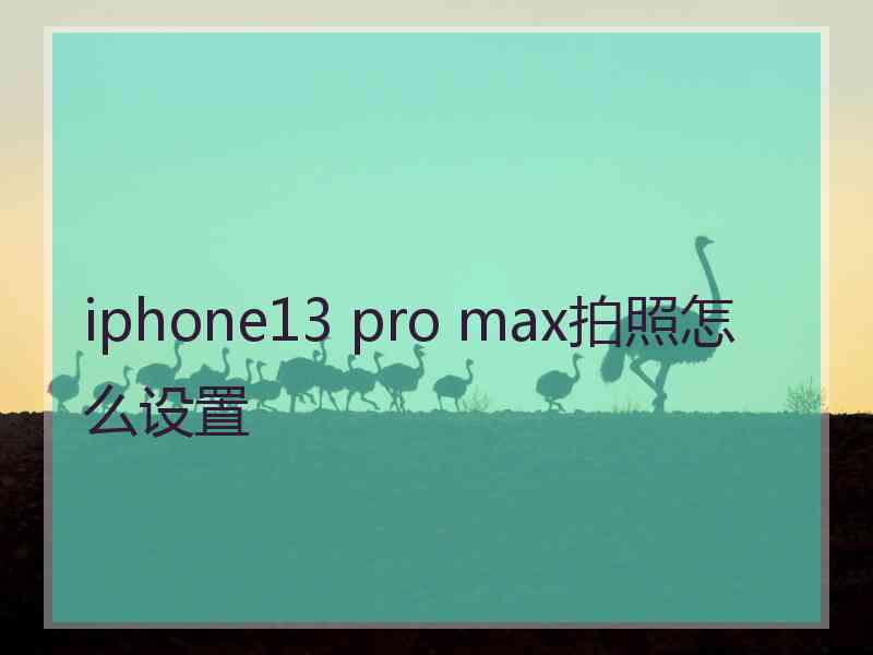 iphone13 pro max拍照怎么设置