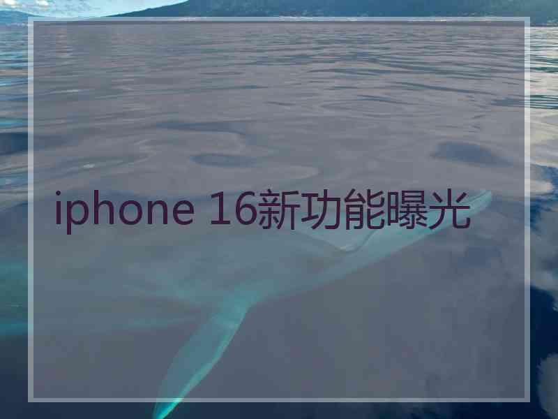 iphone 16新功能曝光