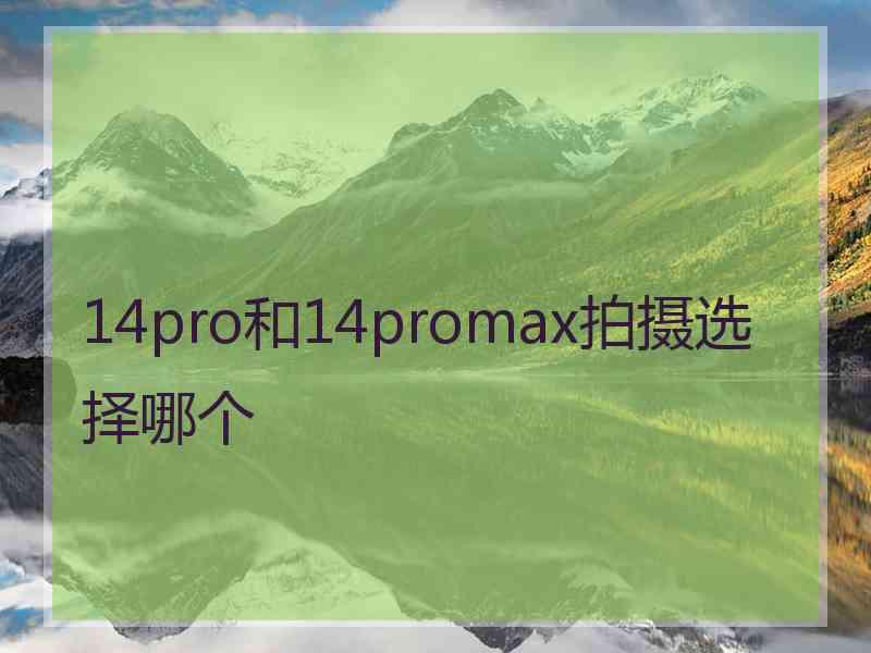 14pro和14promax拍摄选择哪个