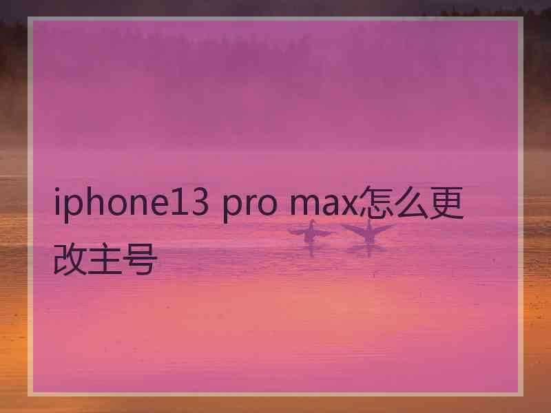 iphone13 pro max怎么更改主号