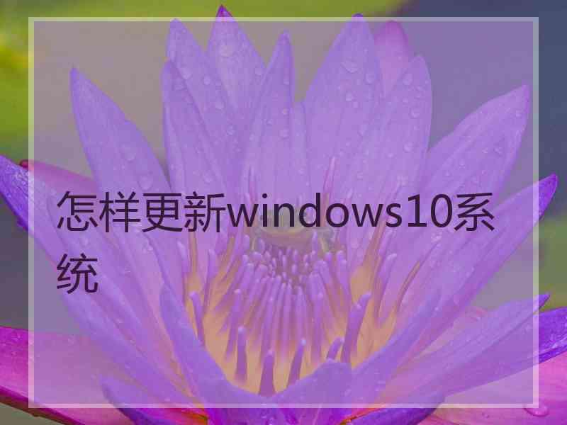 怎样更新windows10系统