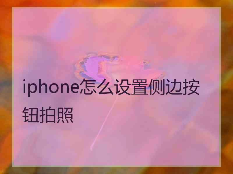 iphone怎么设置侧边按钮拍照