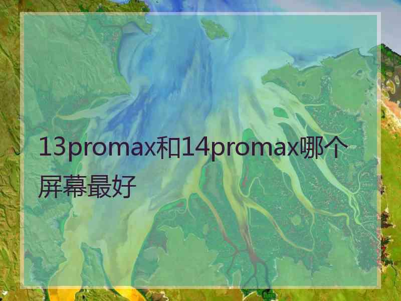 13promax和14promax哪个屏幕最好