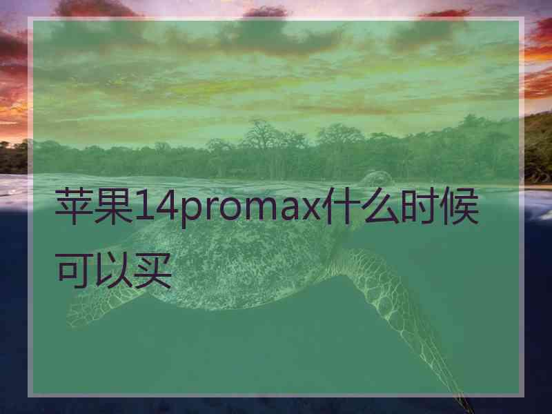 苹果14promax什么时候可以买