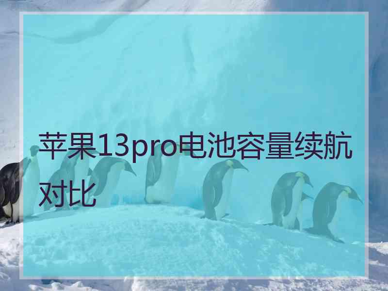 苹果13pro电池容量续航对比