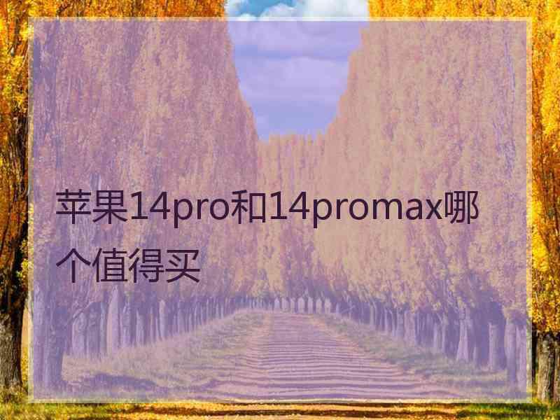 苹果14pro和14promax哪个值得买