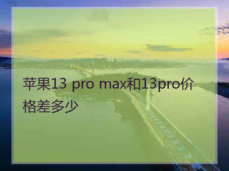 苹果13 pro max和13pro价格差多少