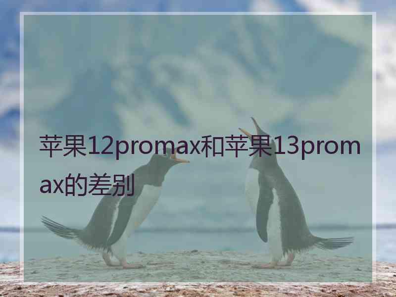 苹果12promax和苹果13promax的差别