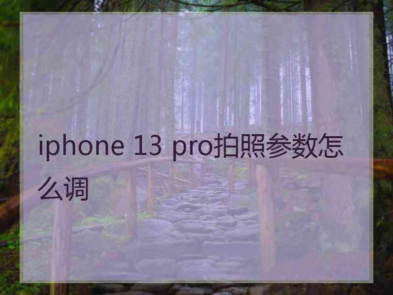 iphone 13 pro拍照参数怎么调