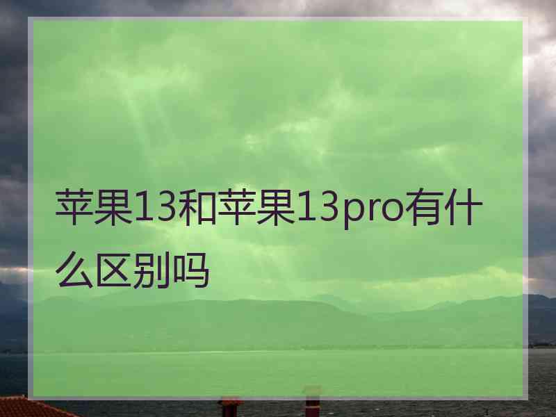 苹果13和苹果13pro有什么区别吗