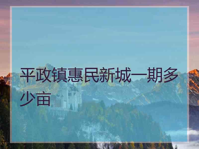 平政镇惠民新城一期多少亩