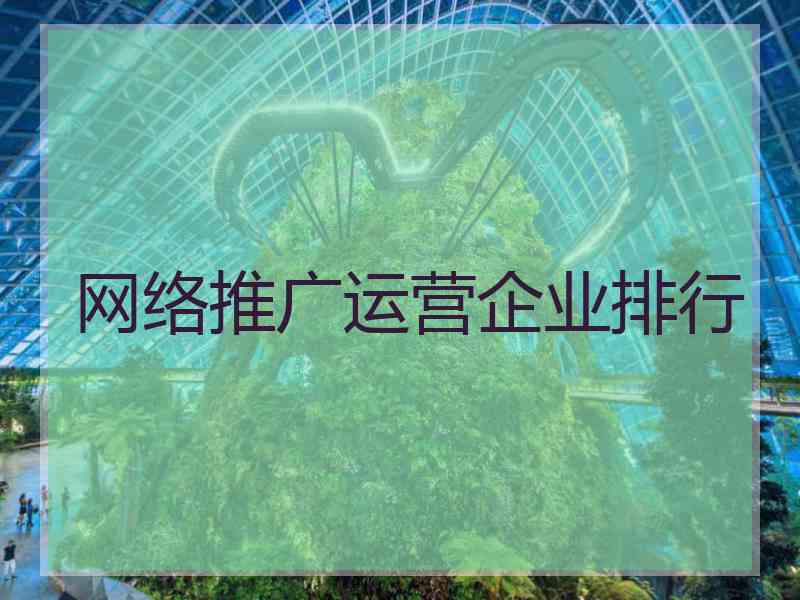 网络推广运营企业排行