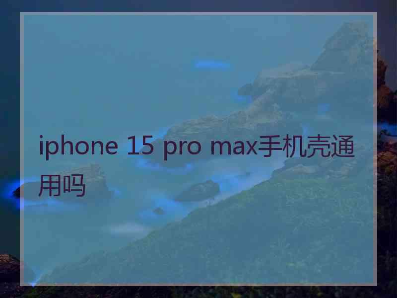 iphone 15 pro max手机壳通用吗