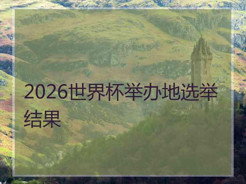 2026世界杯举办地选举结果