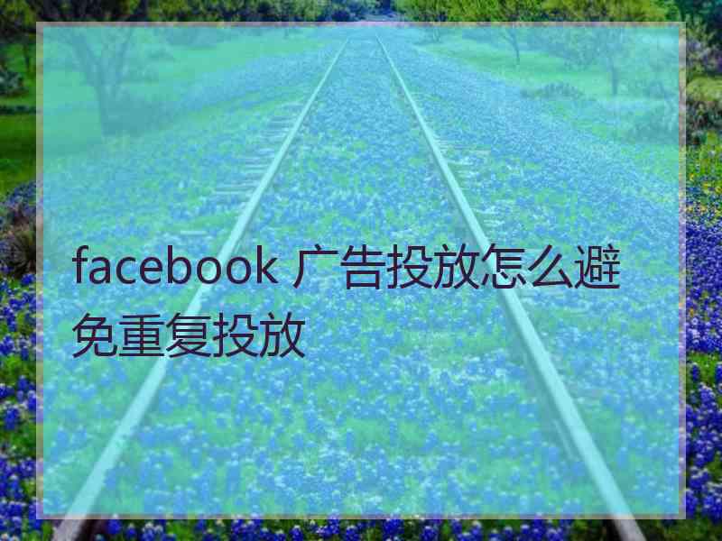 facebook 广告投放怎么避免重复投放