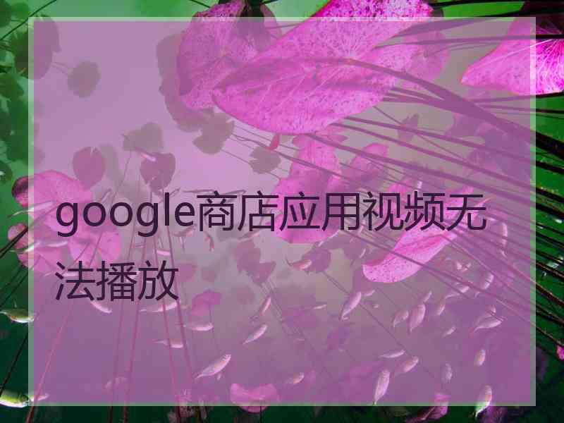 google商店应用视频无法播放