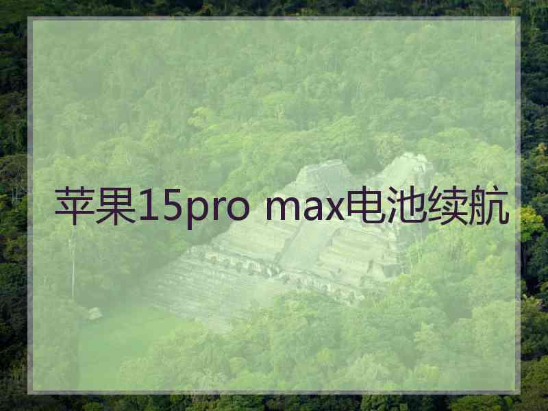 苹果15pro max电池续航