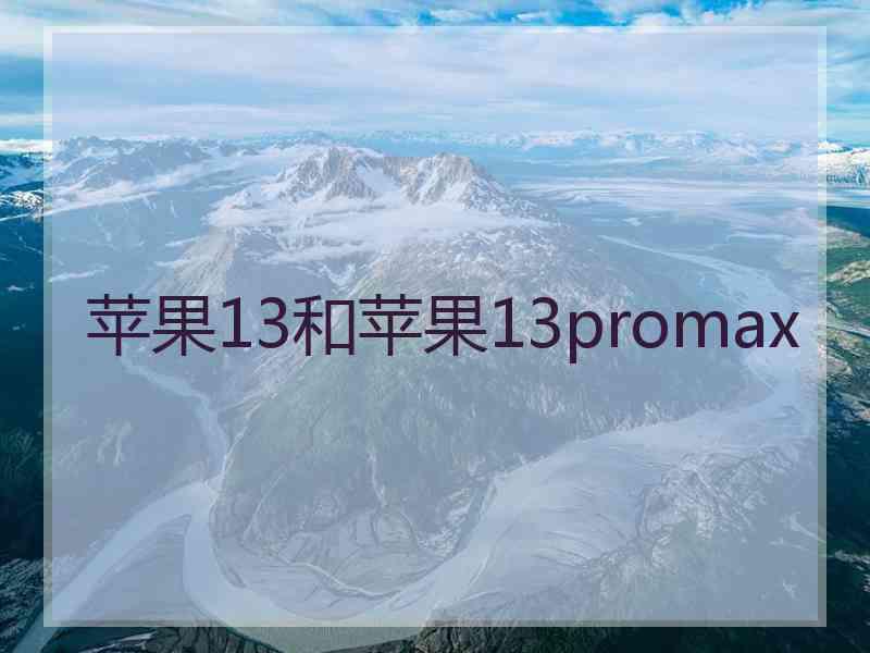 苹果13和苹果13promax