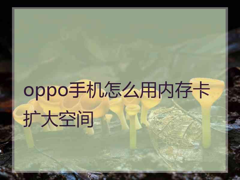 oppo手机怎么用内存卡扩大空间