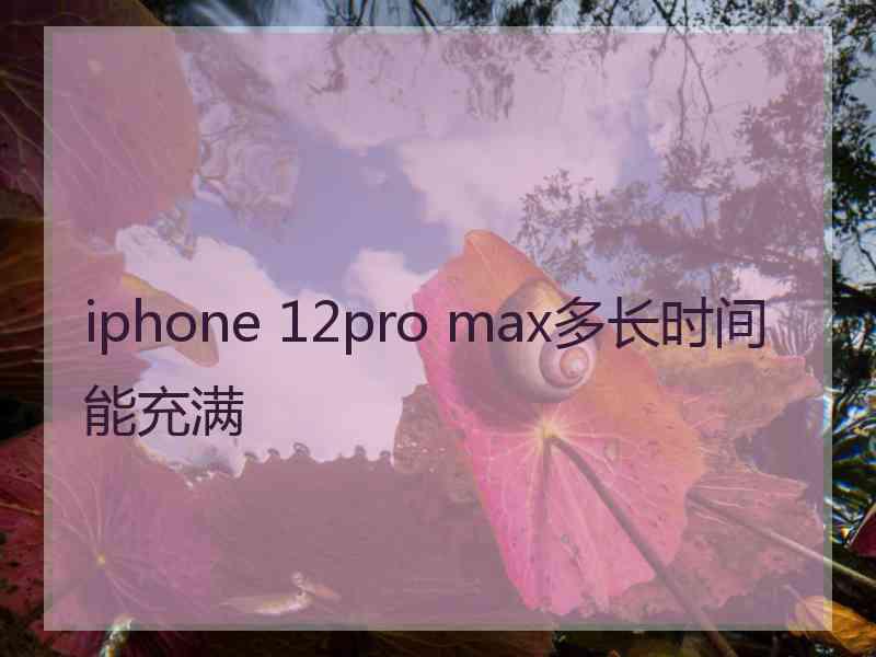 iphone 12pro max多长时间能充满