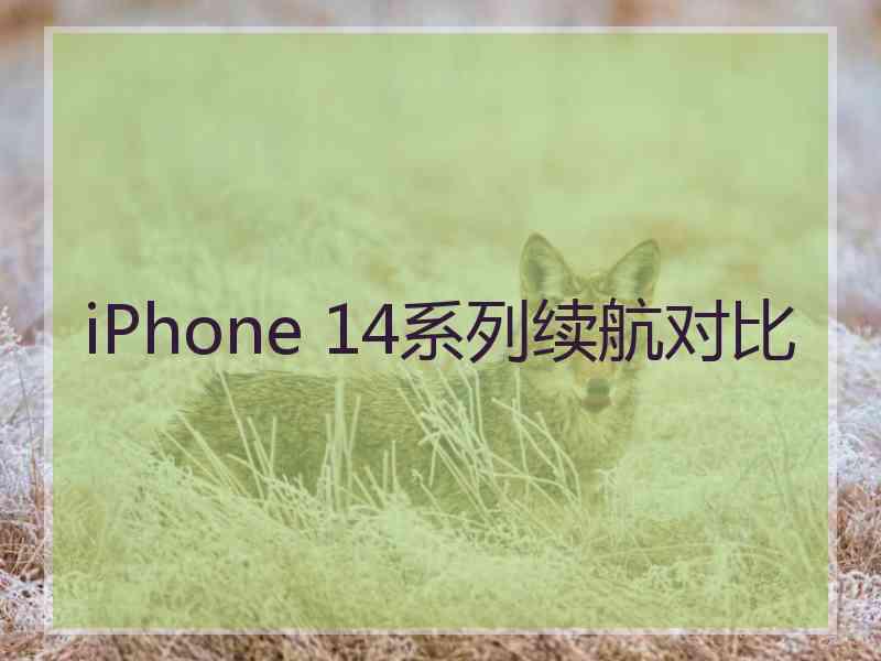 iPhone 14系列续航对比