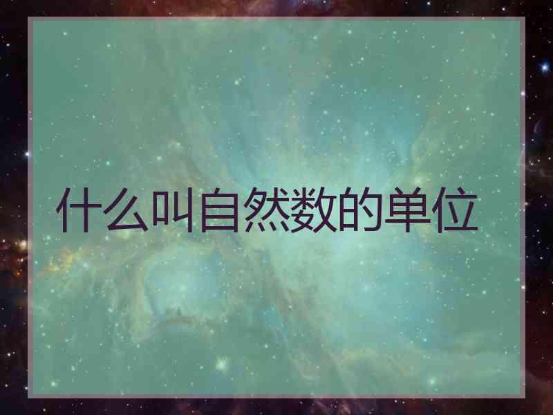 什么叫自然数的单位