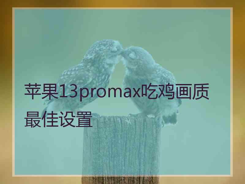 苹果13promax吃鸡画质最佳设置